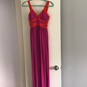 Maxi Dress Pink/Purple w Orange accents Size XS